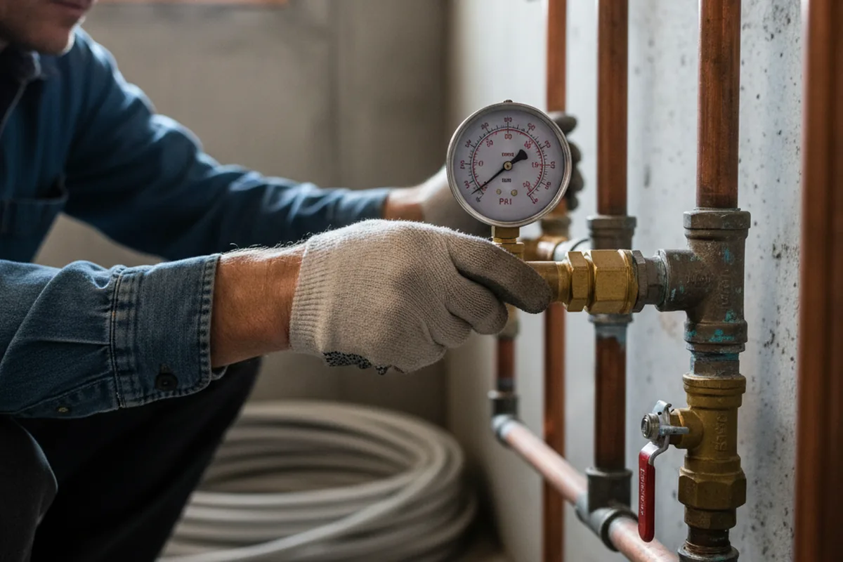 Pressure testing a repaired line during Water Line Repair in Barrington